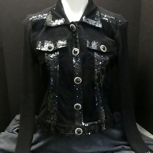 BEREK Black Sequined Sweater Jacket M